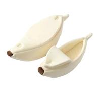 Lindo nido de gato con forma de plátano, cama para mascotas, cachorros, gatitos, casa cálida, suave, cómoda, acogedora, suministros de felpa para invierno, materiales espaciales cerrados