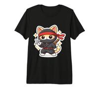 Lindo Ninja Cat Dueño Amante Kawaii Comic Anime Manga Felino Camiseta Premium