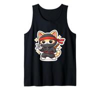 Lindo Ninja Cat Dueño Amante Kawaii Comic Anime Manga Felino Camiseta sin Mangas