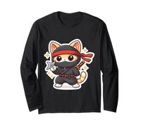 Lindo Ninja Cat Dueño Amante Kawaii Comic Anime Manga Felino Manga Larga
