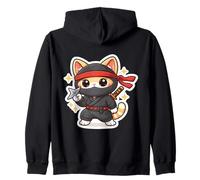 Lindo Ninja Cat Dueño Amante Kawaii Comic Anime Manga Felino Sudadera con Capucha