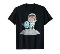 Lindo Niño Astronauta con Robot En La Luna Camiseta