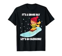 Lindo Niño Nieve Día Invierno Divertido Trineo Camiseta