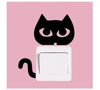 Lindo ojos grandes gatos pegatinas de pared interruptor pegatinas vinilo casa dormitorio sala de estar baño decoración creativa y útilatractivo