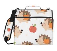 Lindo organizador de 3 anillos con diseño de erizo marrón de dibujos animados de 1.5 pulgadas con correa impermeable para la escuela y la oficina, gestor de carpetas de oficina