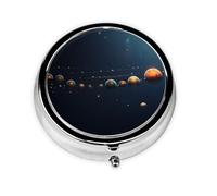 Lindo organizador de píldoras, diseño personalizado único, caja de medicina amigable para viajes, estuche de píldoras pequeño y portátil para uso diario, hermosos planetas del universo