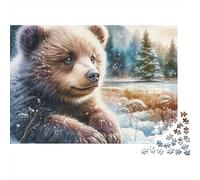 Lindo Osito de Invierno Rompecabezas de 1000 Piezas Un Osito Junto al Arroyo Adultos de 12 años en adelante Juegos educativos Hermosa decoración Difícil Desafiante 70x50cm