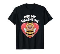 Lindo Oso Bee My Valentine Corazón Abeja Amor Camiseta