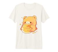 Lindo Oso Chibi Comiendo de un Tarro de Miel Divertido Arte Kawaii Camiseta Premium