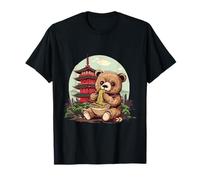 Lindo oso comiendo ramen Anime Bosque Ramen Amante Animal Arte Camiseta