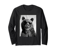 Lindo Oso con Gafas de Sol Cool Forest Animal Photo Booth Manga Larga