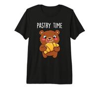 Lindo Oso Croissant Pastelería Dibujos Animados Panadería Arte Animal Francés Camiseta Premium