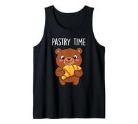 Lindo Oso Croissant Pastelería Dibujos Animados Panadería Arte Animal Francés Camiseta sin Mangas
