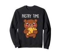 Lindo Oso Croissant Pastelería Dibujos Animados Panadería Arte Animal Francés Sudadera