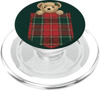 Lindo Oso de Bolsillo a Cuadros Navidad Invierno Vacaciones PopSockets PopGrip para MagSafe