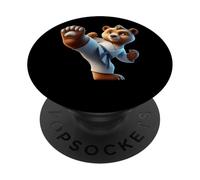 Lindo Oso de Karate pateando diversión PopSockets PopGrip Adhesivo