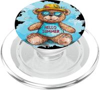 Lindo oso de peluche dando la bienvenida a la diversión del atuendo de verano PopSockets PopGrip para MagSafe