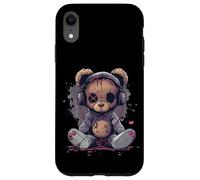 Lindo oso de peluche escucha música Carcasa para iPhone XR