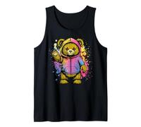 Lindo oso de peluche Hip Hop Paint Splatter Colorido juguete Camiseta sin Mangas