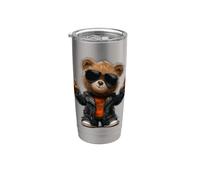 Lindo oso de peluche punk rock Vaso térmico de acero inoxidable de doble pared
