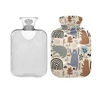 Lindo oso invierno bosque animales botella de agua caliente con cubierta transparente bolsa de agua caliente 1L botella de agua caliente para el cuello y el hombro alivio del dolor de manos, pies más caliente y terapia de frío