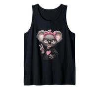 Lindo Oso Koala Negro Gafas Rosa Arco Hipster Animal mamá Camiseta sin Mangas