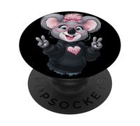 Lindo Oso Koala Rosa Gafas Signo de Paz Divertido Animal mamá PopSockets PopGrip Adhesivo