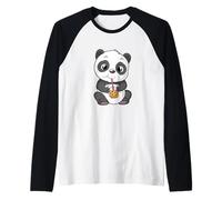 Lindo Oso Panda Choco Shake Dulces Bubble Tea Baby Teddy Camiseta Manga Raglan
