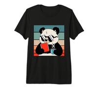 Lindo Oso Panda sosteniendo café y un Libro Leyendo Panda Camiseta Premium