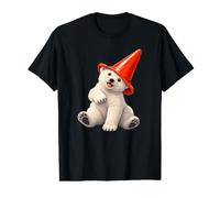 Lindo Oso Polar con Cono de tráfico Divertido Meme Camiseta gráfica económica