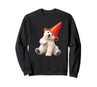 Lindo Oso Polar con Cono de tráfico Divertido Meme Sudadera