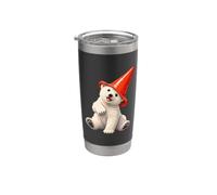 Lindo oso polar con cono de tráfico divertido meme Vaso térmico de acero inoxidable de doble pared