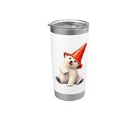 Lindo oso polar con cono de tráfico divertido meme Vaso térmico de acero inoxidable de doble pared