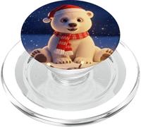 Lindo Oso Polar Noche De Invierno Luces De Navidad Arte De PopSockets PopGrip para MagSafe