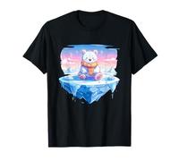 Lindo Oso Polar sobre Hielo Flotante con Bufanda acogedora Camiseta