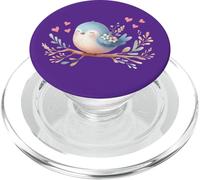 Lindo pájaro azul con flores y corazones PopSockets PopGrip para MagSafe