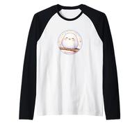 Lindo pájaro Sonriente Shima Enaga Japanese Snow Fairy Camiseta Manga Raglan