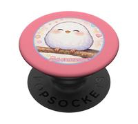 Lindo pájaro Sonriente Shima Enaga Japanese Snow Fairy PopSockets PopGrip Adhesivo