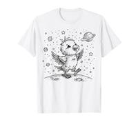 Lindo pájaro Viajero Espacial Luna Planeta Estrellas diseño cósmico Camiseta