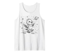Lindo pájaro Viajero Espacial Luna Planeta Estrellas diseño cósmico Camiseta sin Mangas