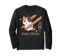 Lindo palillo Kawaii Neko Nibble Calico Cat Meme Manga Larga