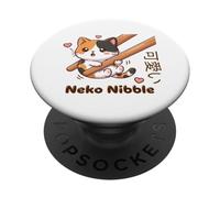Lindo palillo Kawaii Neko Nibble Calico Cat Meme PopSockets PopGrip Adhesivo