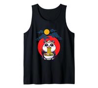 Lindo panda comiendo ramen bajo el cielo iluminado por la luna Camiseta sin Mangas