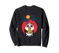Lindo panda comiendo ramen bajo el cielo iluminado por la luna Sudadera