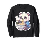 Lindo Panda Comiendo Ramen Fideos Amante De La Sopa Japonesa Foodie Manga Larga
