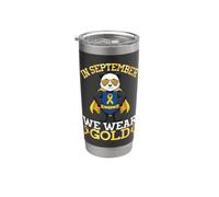 Lindo Panda Hero En Septiembre Usamos Gold Childhood Cancer Vaso térmico de acero inoxidable de doble pared
