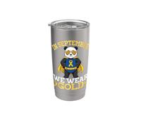 Lindo Panda Hero En Septiembre Usamos Gold Childhood Cancer Vaso térmico de acero inoxidable de doble pared