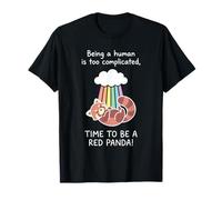 Lindo Panda Rojo Arco Iris Ser Un Humano Es Complicado Disfraz Camiseta