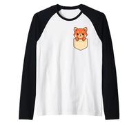 Lindo panda rojo Pocket Pal Funny Forest Red Panda Animal Art Camiseta Manga Raglan