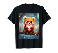 Lindo panda rojo sosteniendo un corazón estilo Van Gogh Art Camiseta